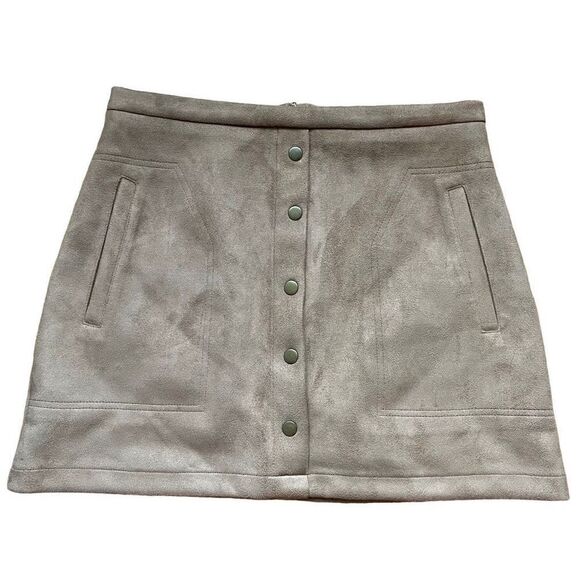 Pink Lily Skirt Women’s L Mini Faux Suede Get You Out of My Heart Tan - Picture 1 of 8